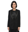 Black Solid Shawl Lapel Blazer 1