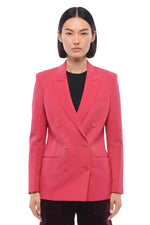 Pink Solid Peaked Lapel Blazer 1