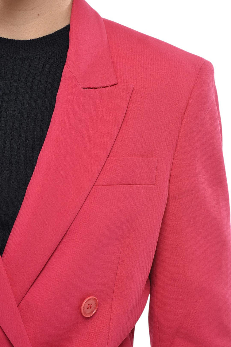 Pink Solid Peaked Lapel Blazer 3