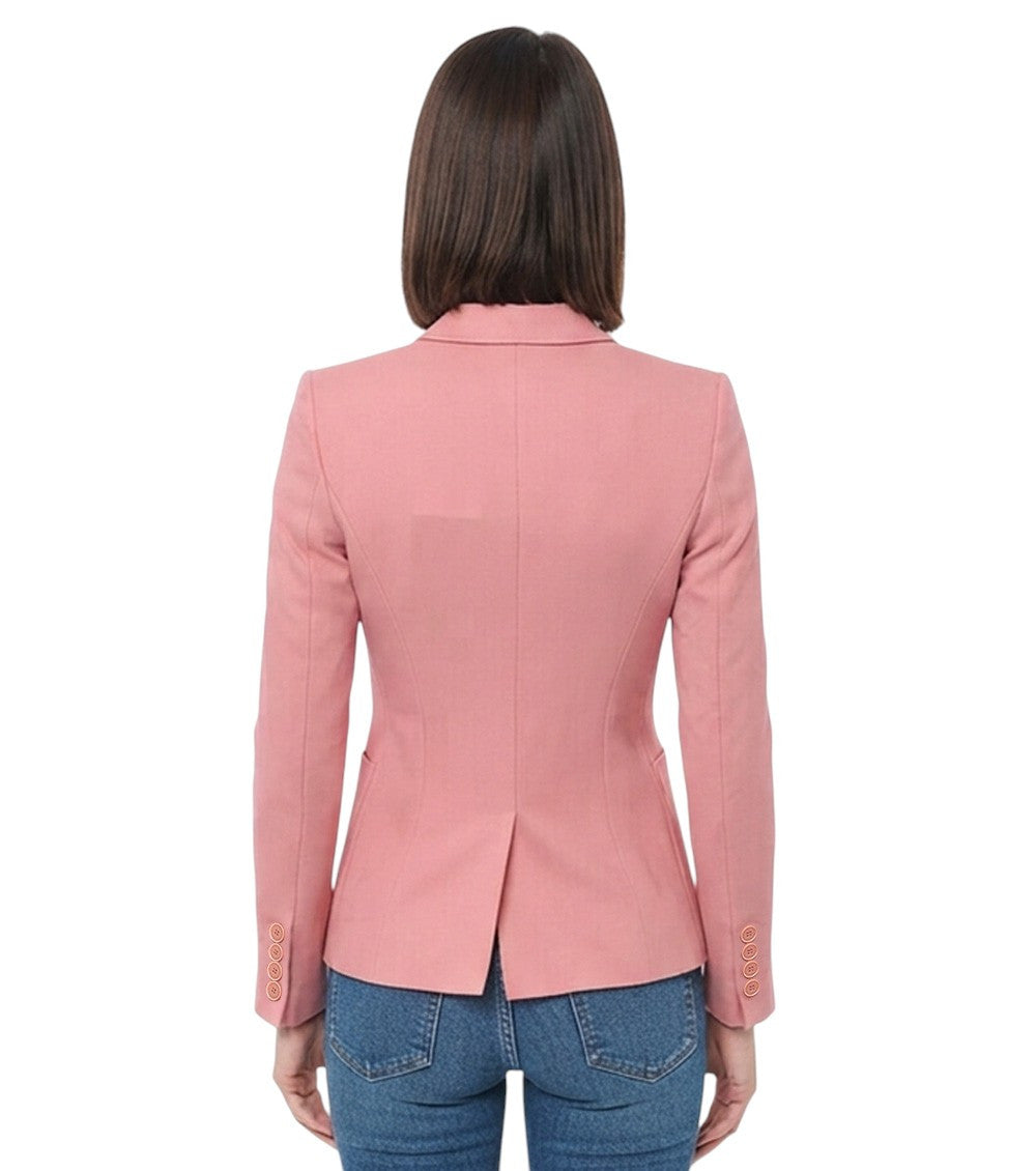 Peach Solid Notched Lapel Blazer 2