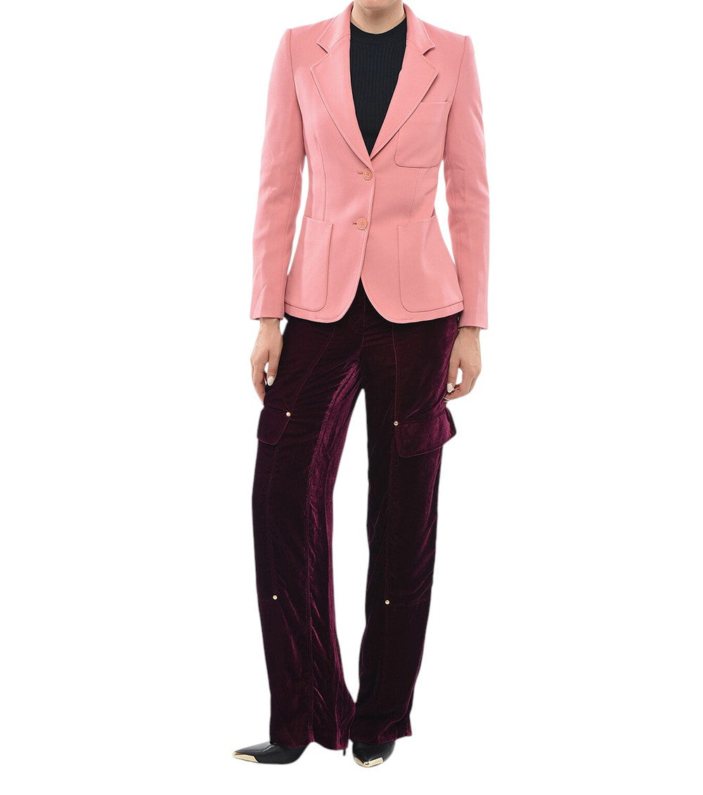 Peach Solid Notched Lapel Blazer 4