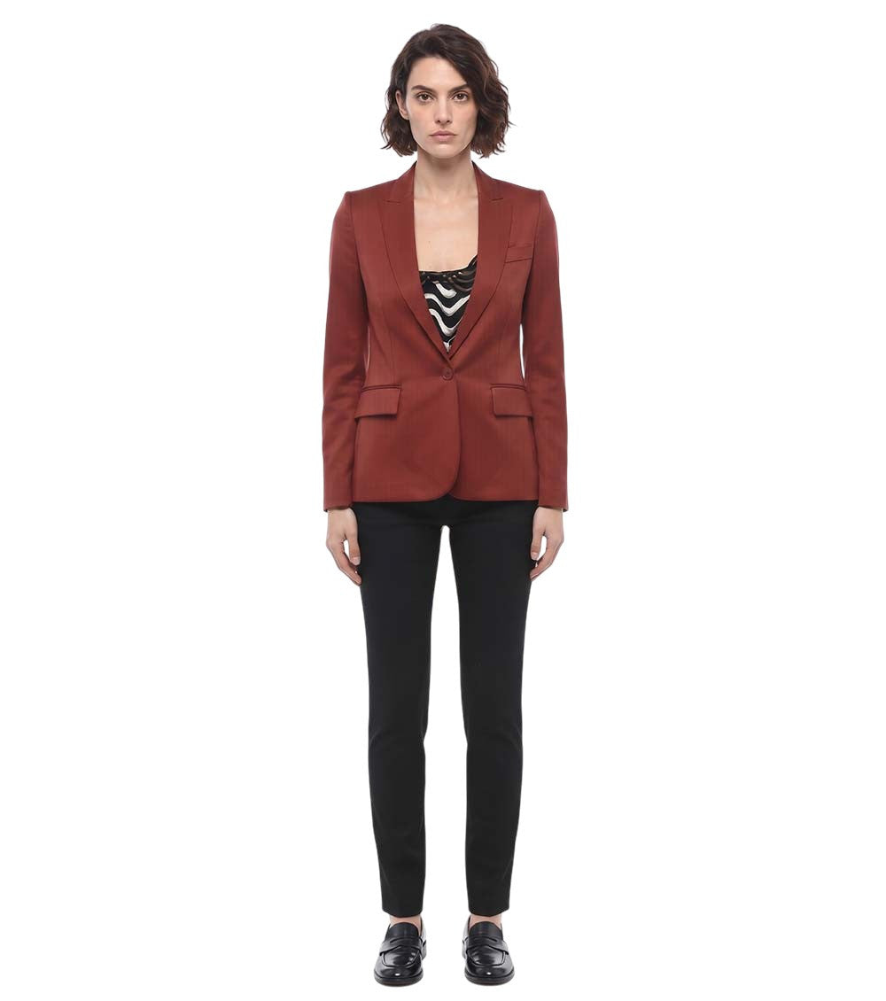 Red Solid Peaked Lapel Blazer 4
