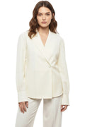 White Solid V Neck Blazer 1