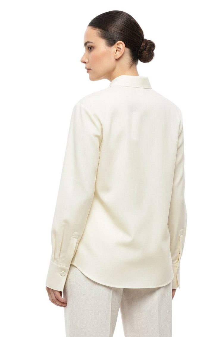 White Solid V Neck Blazer 2