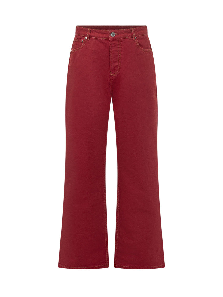 Red Relaxed Mid Rise Jeans 1