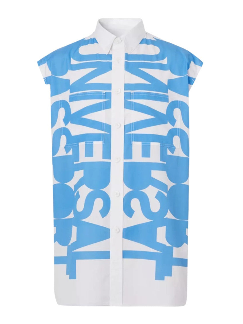 White Printed Sleeveless Shirt 1