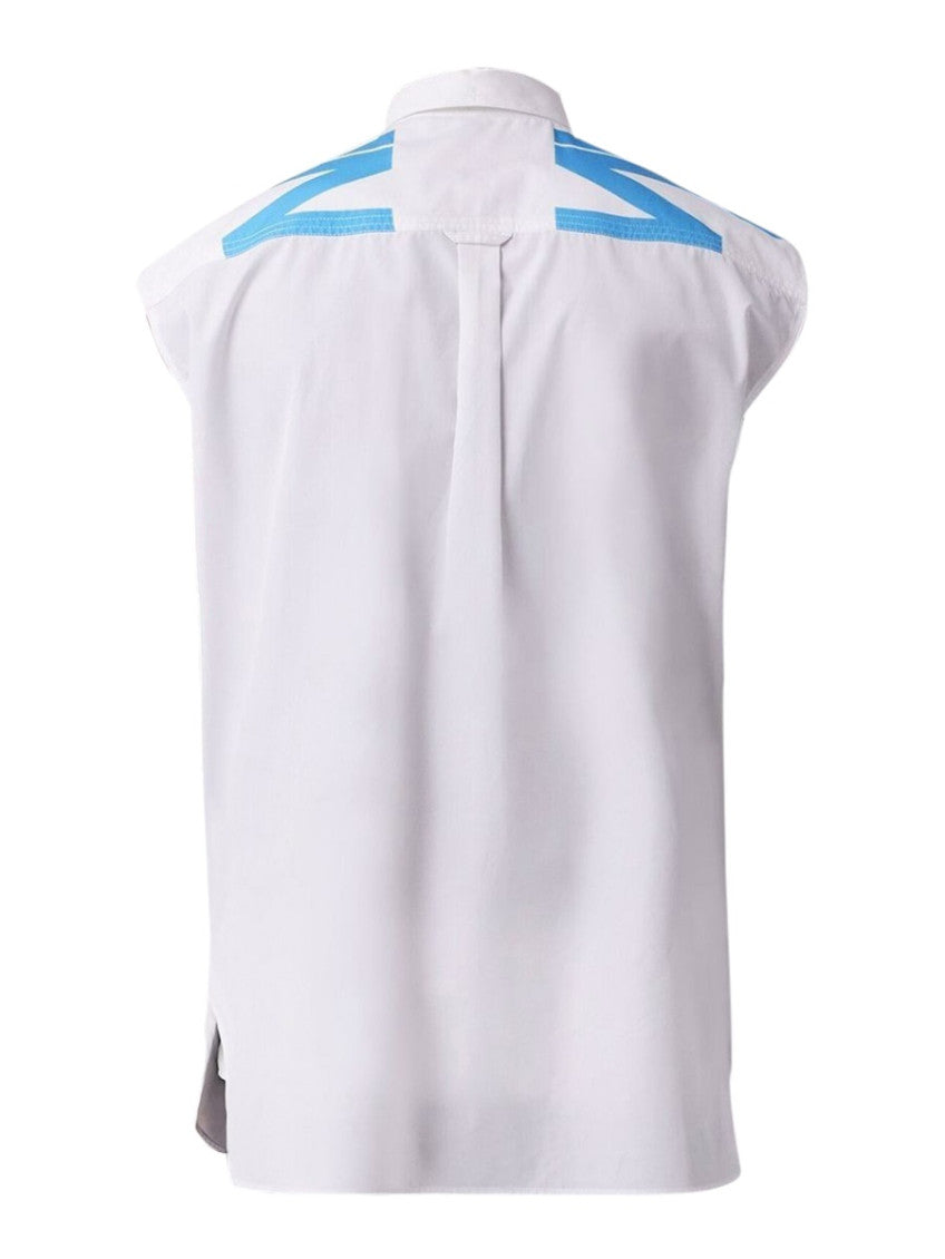 White Printed Sleeveless Shirt 2