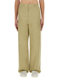Beige Straight Solid Trousers 1