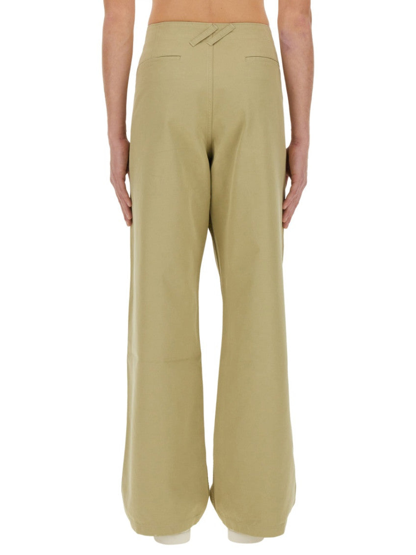 Beige Straight Solid Trousers 3