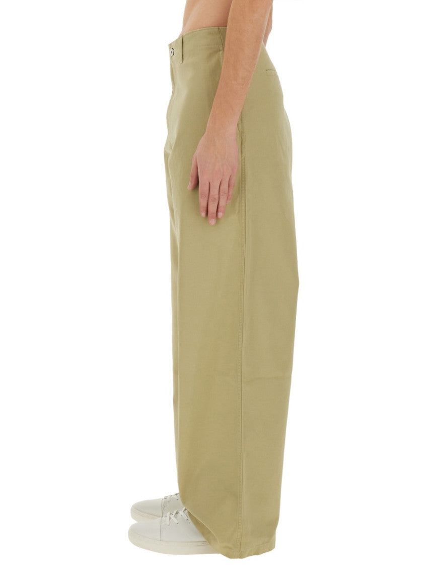 Beige Straight Solid Trousers 4