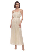 Beige Textured Scoop Neck Midi Dress 1