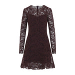 Burgundy Lace Round Neck Mini Dress 1