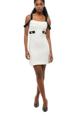 White Textured Strapless Mini Dress 1