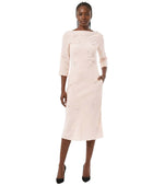 Light Pink Embellished Boat Neck Midi Dress 1