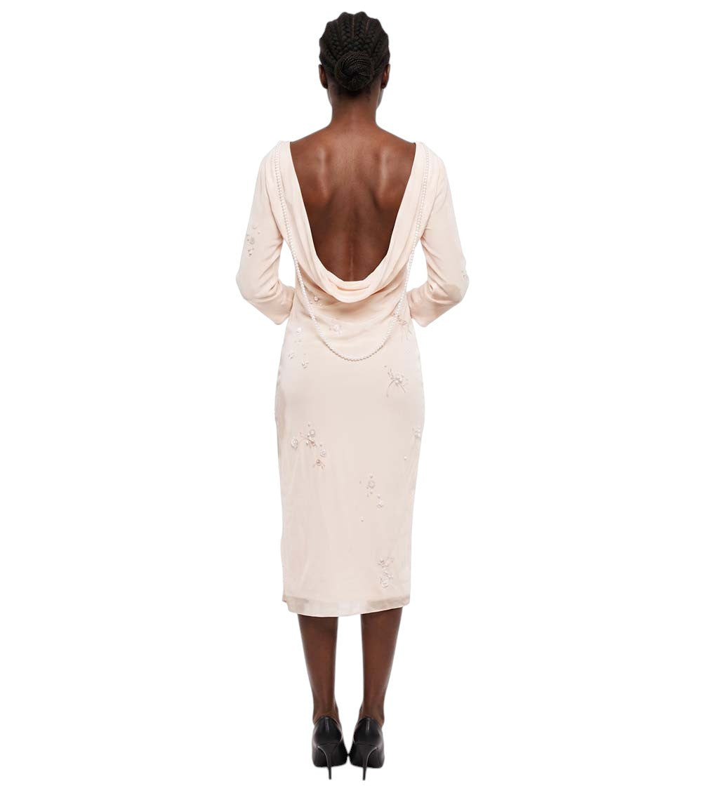 Light Pink Embellished Boat Neck Midi Dress 2