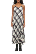 BlackWhite Checks V Neck Midi Dress 1