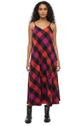 Pink Checks V Neck Midi Dress 1