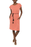 Pink Round Neck Knee Length Dress 1