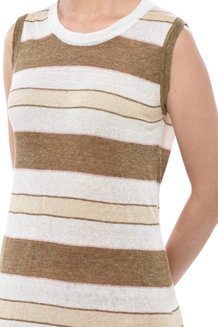 Brown Stripes Crew Neck Maxi Dress 3