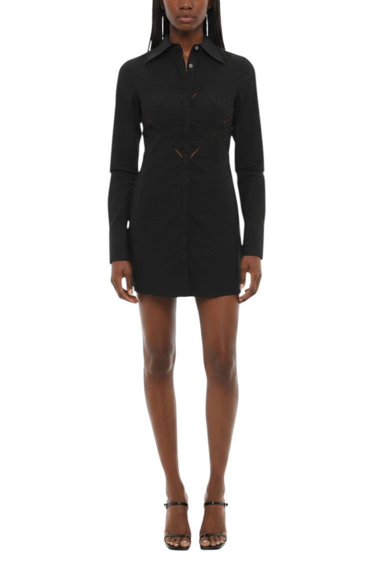 Black Shirt Collar Mini Dress 1