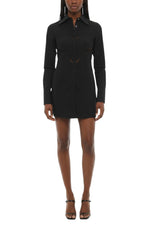 Black Shirt Collar Mini Dress 1
