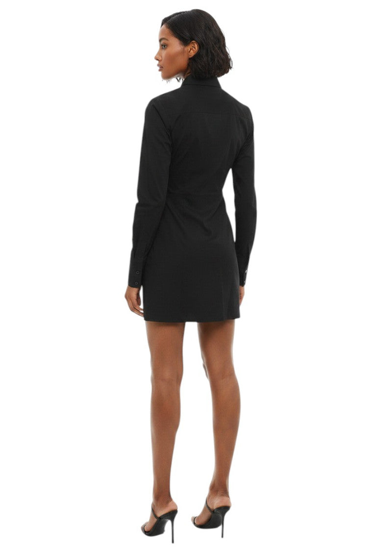 Black Shirt Collar Mini Dress 2