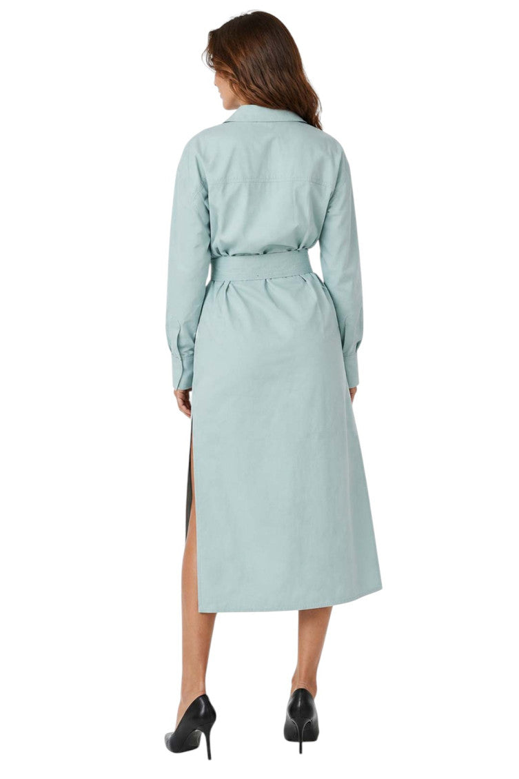 Sky Blue Shirt Collar Midi Dress 2