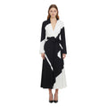 BlackWhite V Neck Midi Dress 1