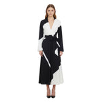 BlackWhite V Neck Midi Dress 1