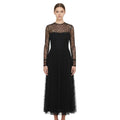 Black Polka Dot Round Neck Midi Dress 1