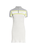 White Textured Mock Collar Mini Dress 1
