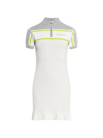 White Textured Mock Collar Mini Dress 1