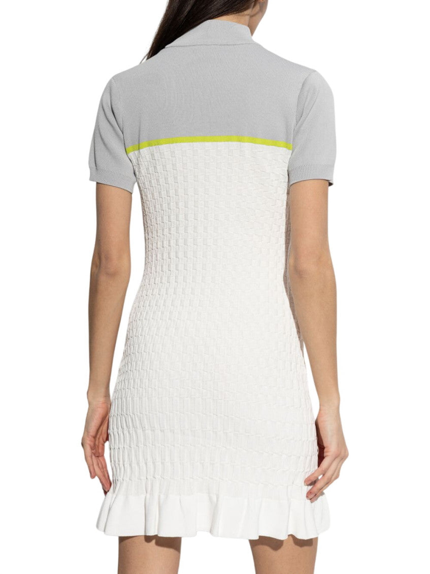 White Textured Mock Collar Mini Dress 3