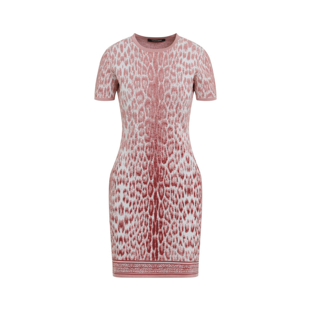 Pink Animal Print Round Neck Mini Dress 1