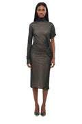 Black Mock Collar Midi Dress 1