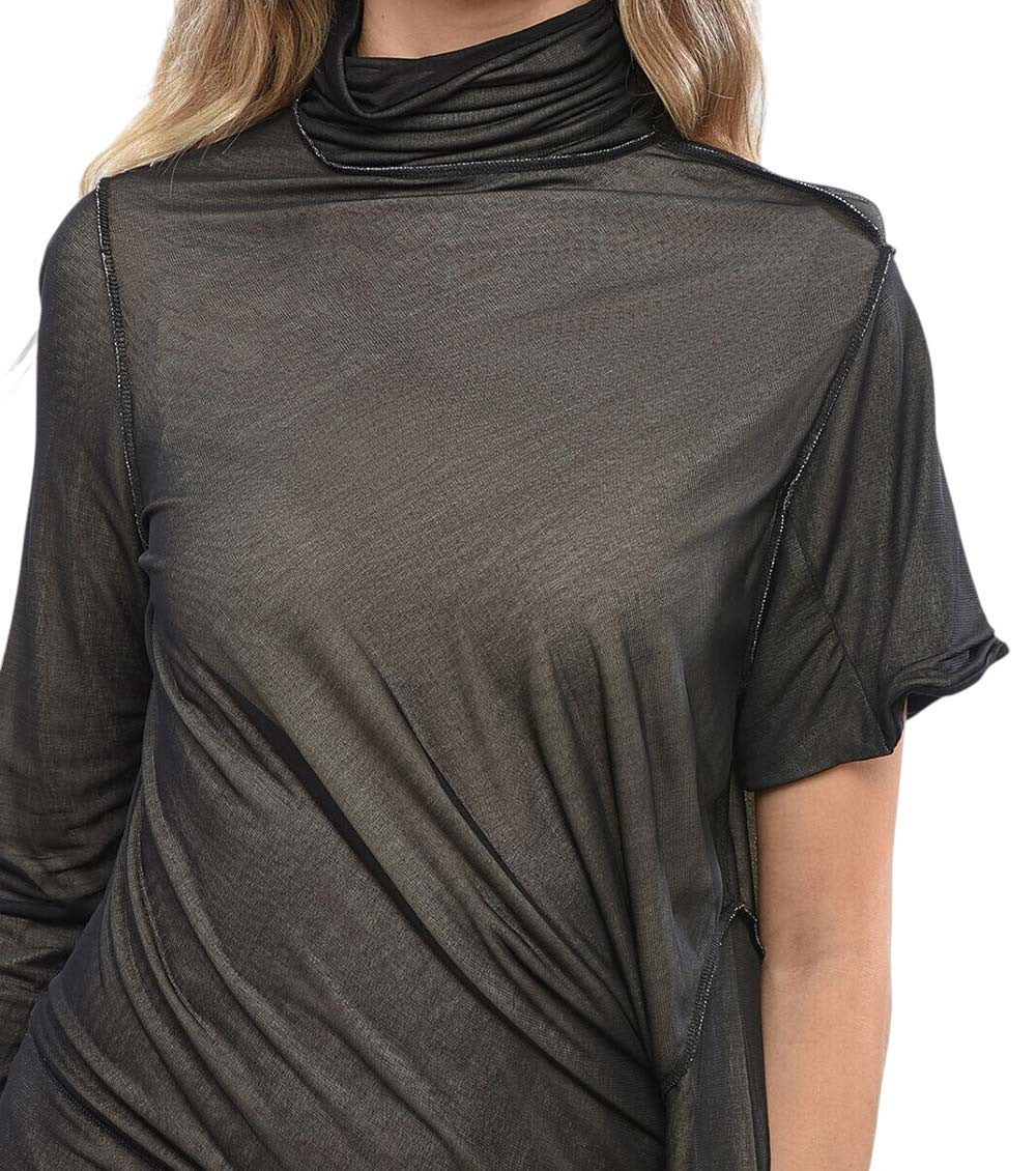 Black Mock Collar Midi Dress 3