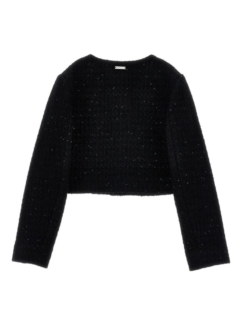Girls Black Crew-neck Blazer 2