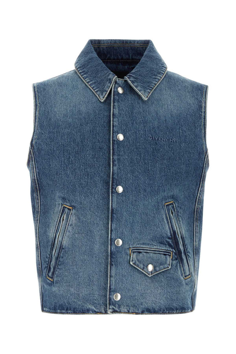 Denim Embroidered Logo Vest 1