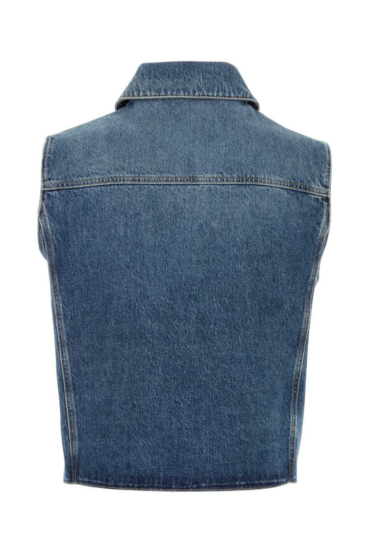 Denim Embroidered Logo Vest 2
