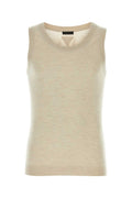 Melange sand cashmere tank top 1
