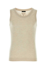 Melange sand cashmere tank top 1