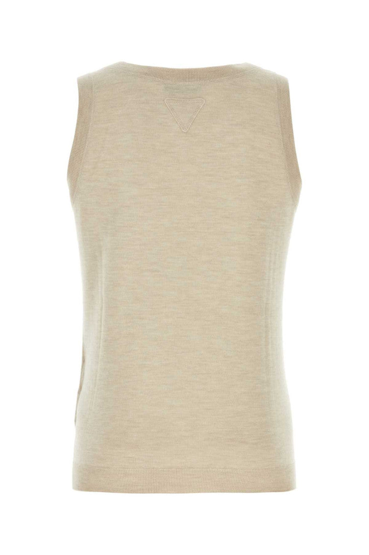 Melange sand cashmere tank top 2
