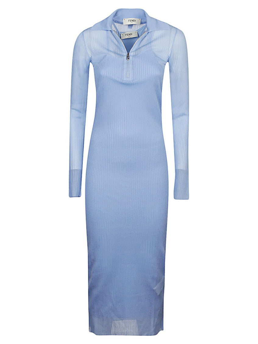 Light Blue Long silk dress 1