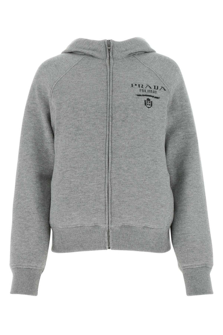 Grey Cashmere Blend Down Sweatshirt 1