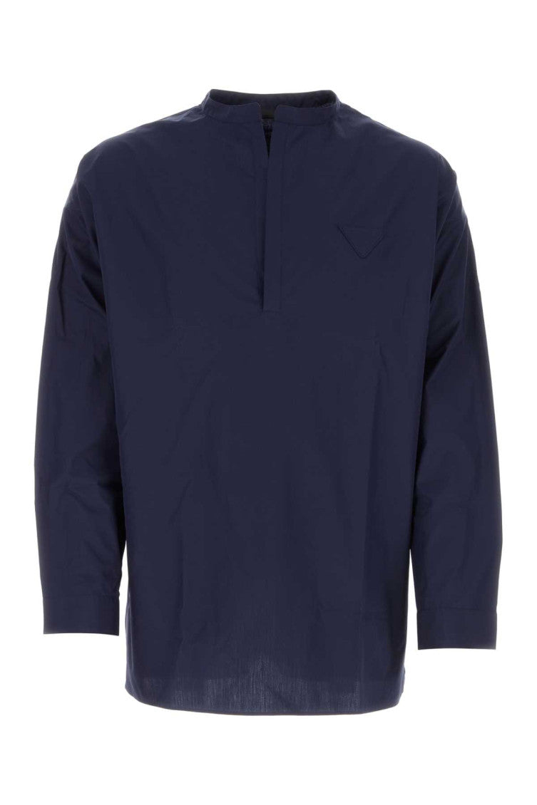 Navy blue poplin oversize shirt 1