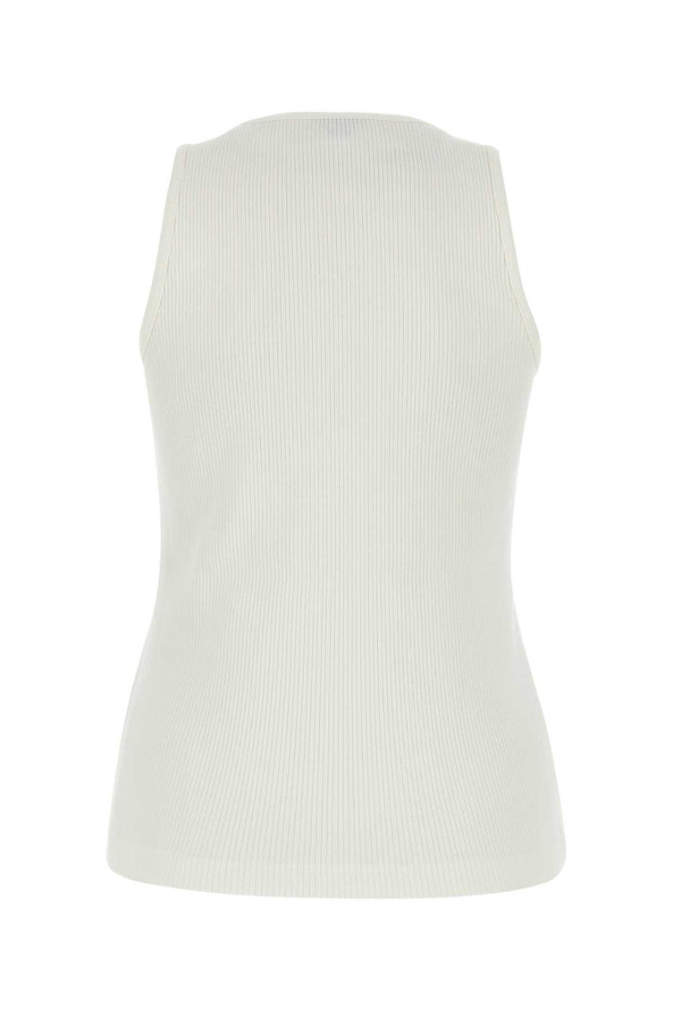 White Embroidered Logo Tank Top 2
