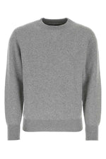 Melange grey stretch cashmere blend sweater 1