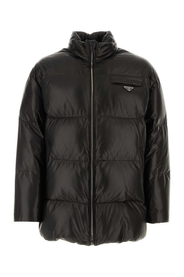 Black Logo Patch Puffer Jacket 1