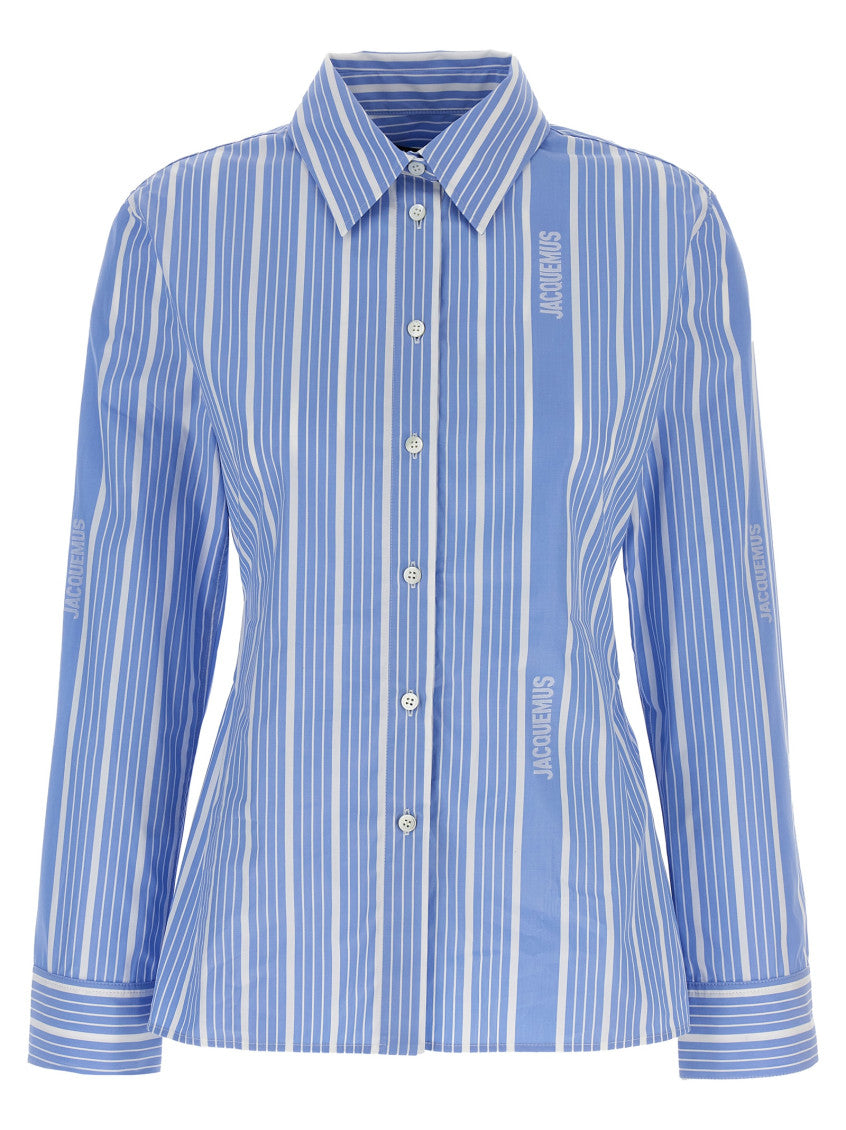 Blue Embroidered Logo Shirt 1