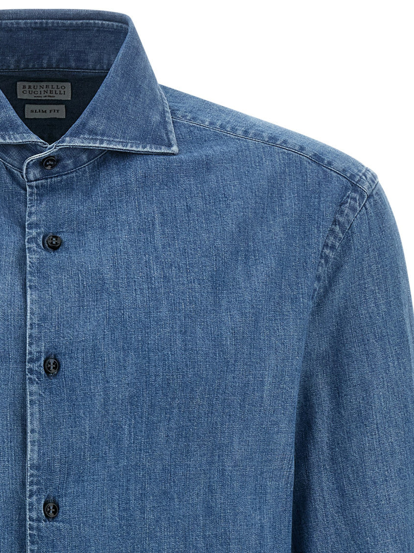 Blue Slim Solid Shirt 3